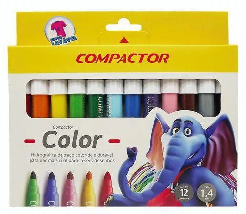 CANETINHA HIDROGRÁFICA 12 CORES COMPACTOR COLOR (JUMBO)