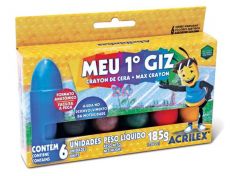 GIZ CERA CURTON 06 CORES ACRILEX PRIMEIRO GIZ - JUMBO