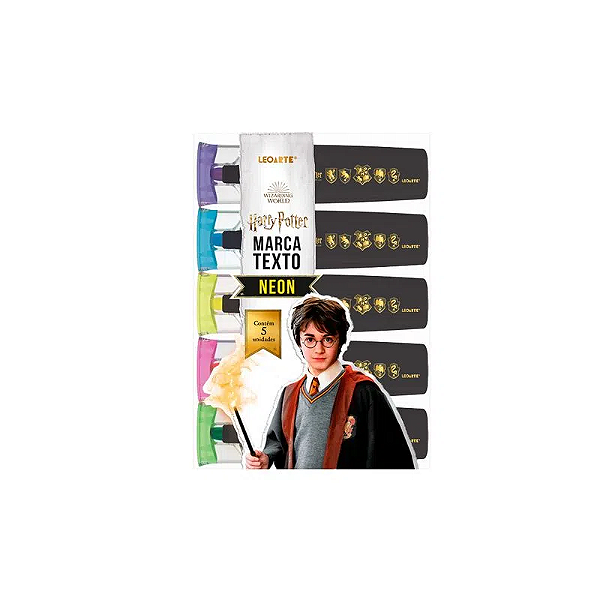Marca-Texto Harry Potter Estojo C/ 5 Cores Leoarte