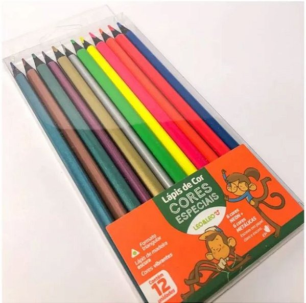 LAPIS DE COR LEO & LEO - 6 NEON 6 METÁLICAS