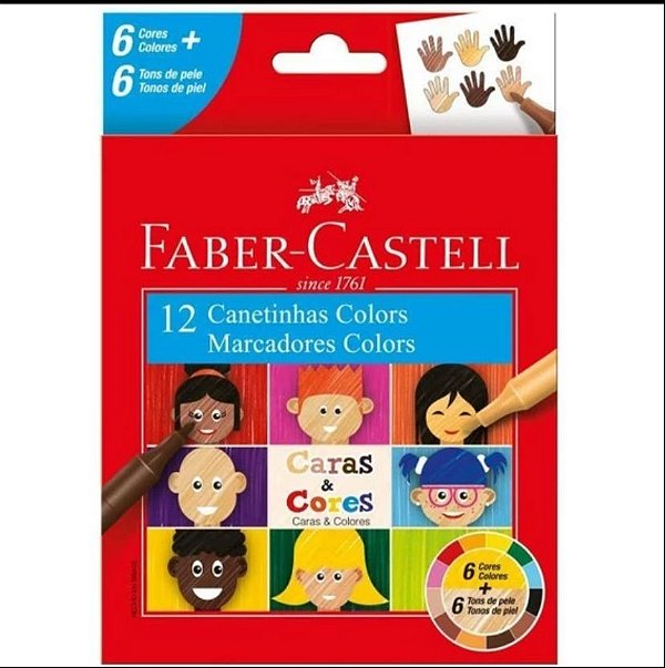 Canetinha hid. 12 Cores Faber Caras & Cores