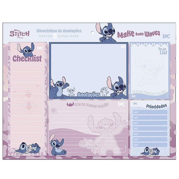 BLOCO C/5 TAMANHOS STITCH DAC