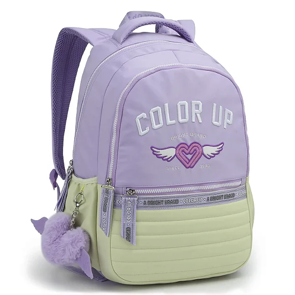 MOCHILA JUVENIL COLOR UP -SEANITE LILÁS E VERDE