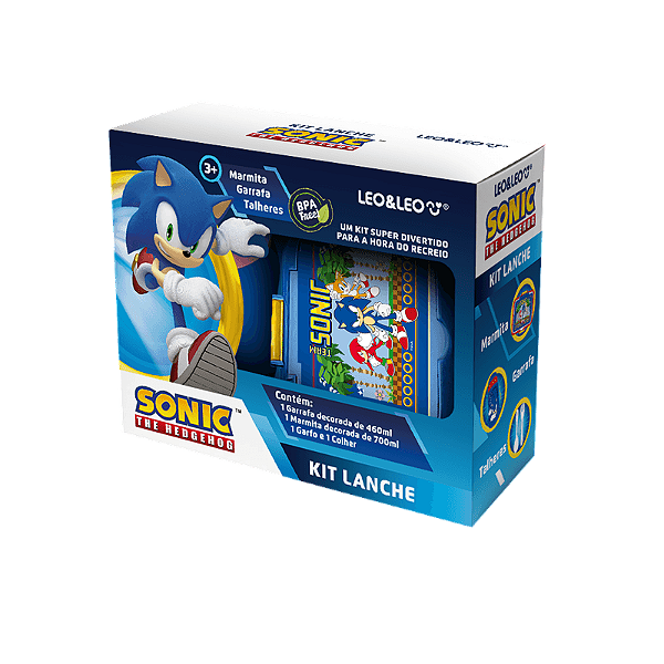 Kit Lanche Sonic Garrafa Plástica 460Ml + Marmita 700Ml
