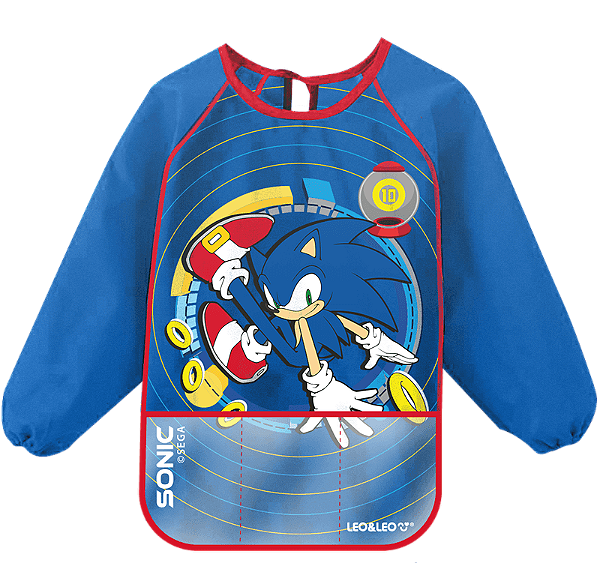 AVENTAL INFANTIL C/ BOLSO E MANGA COMPRIDA SONIC