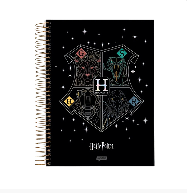 CADERNO ESPIRAL HARRY POTTER JANDAIA COM JandaIA E PÔSTER 10 MATÉRIAS 160 FOLHAS
