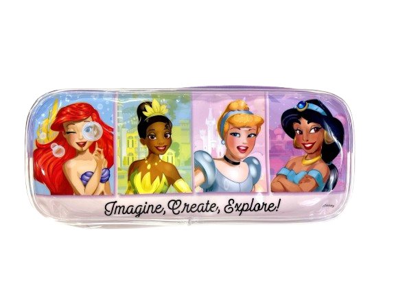 ESTOJO C/ZIPER PRINCESAS TRANSPARENTE