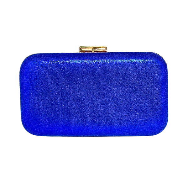 Bolsa clutch acetinada borda dourada - Azul Royal