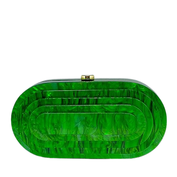 Bolsa clutch em madrepérola com detalhe 3D - Verde Bandeira
