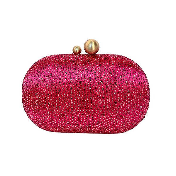 Bolsa clutch bubble com pedrarias - Pink