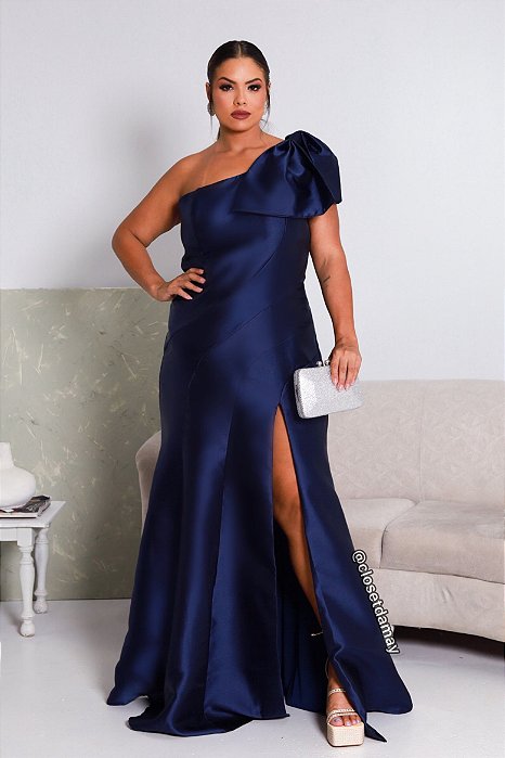 Vestido de festa longo sereia, com drapeado no busto - Azul Royal - Vestidos  de festa e casamento civil