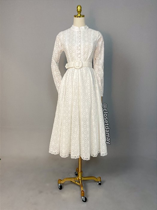Vestido de noiva longo, bordado em pedraria e laço removível - Off White - Vestidos  de festa e casamento civil