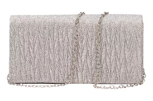 Bolsa clutch, com brilho - Prata