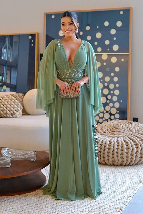 Vestido De Festa Bordado Em Pedraria Vestido Festa Longo Bordado