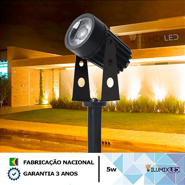 LUMINÁRIA ESPETO LED PARA JARDIM 5w | Foco 38º | Bivolt | IP65 Resistente à água | LED CHIP PHILIPS