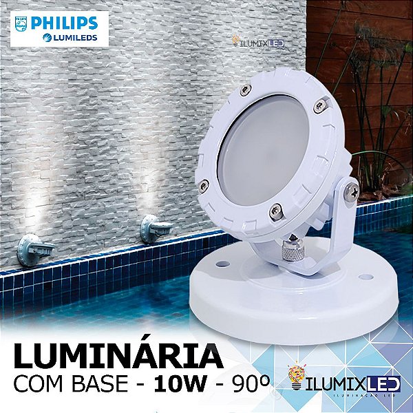 LUMINÁRIA LED COM BASE 10w  | Foco 90º | Resistente à água IP65 | LED CHIP PHILIPS