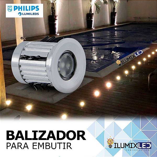 MINI BALIZADOR LED 0,5w | Para Embutir | Bivolt | Foco 120º | IP65 Resistente à Água | LED CHIP PHILIPS