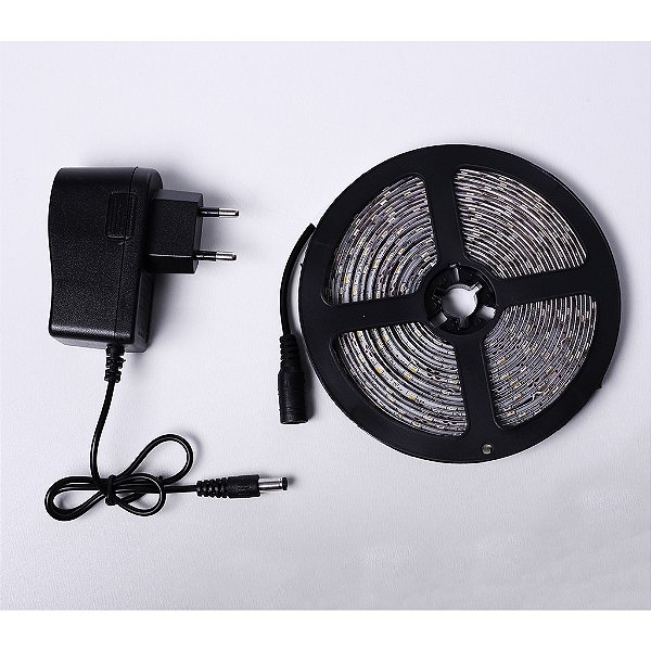 Fita led branco neutro 3528 12v 5m Ip65 + fonte