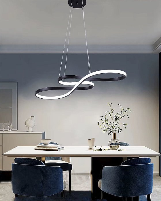 Lustre infinito cifra 50w preto luz 3/1