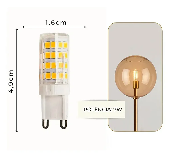 Lâmpada Led Halopin G9 7w 3 Cores Em 1 Tricolor Bivolt 3000k 4000k 6000k P/a Lustre Arandela Pendente - Green Age