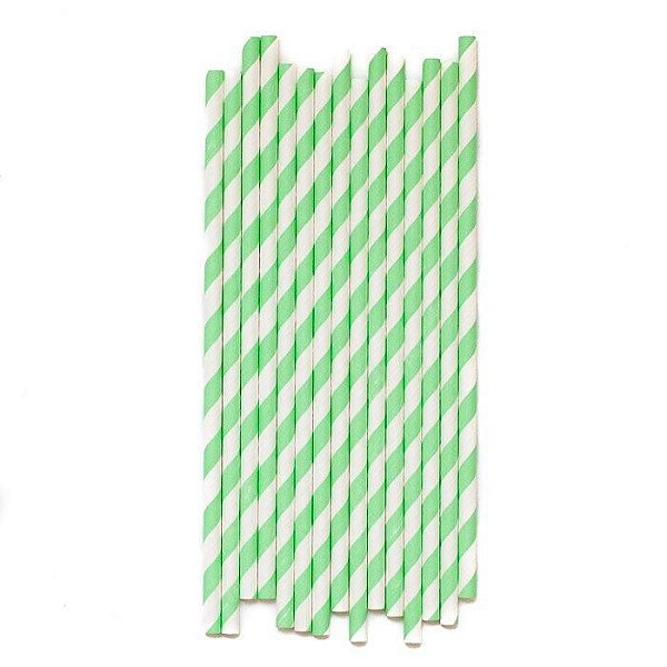 Canudo de papel listras - Verde Menta (20 unidades)