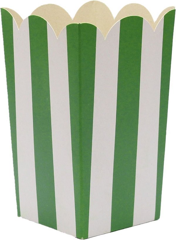 Caixinha listrada de papel - Verde e branco (aprox. 5.5x5.5x12 cm - 10 unidades)
