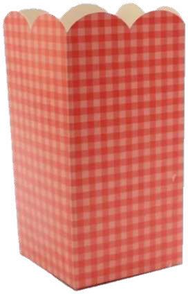 Caixinha xadrez de papel - Vichy Vermelho (aprox. 7.7x7.7x16 cm - 10 unidades)
