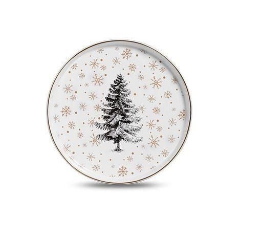 Prato / bandeja cerâmica - Pinheiro / Árvore de Natal (3 cm x 27 cm - 1 unidade)