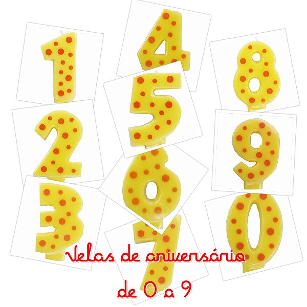 Vela de aniversário infantil amarela - Numeral (poás)