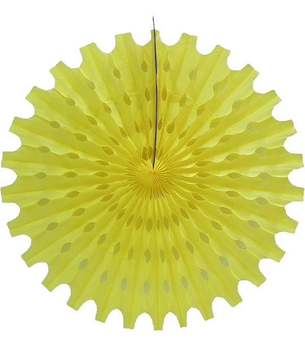 Leque de papel seda - Amarelo (49 cm - 1 unidade)