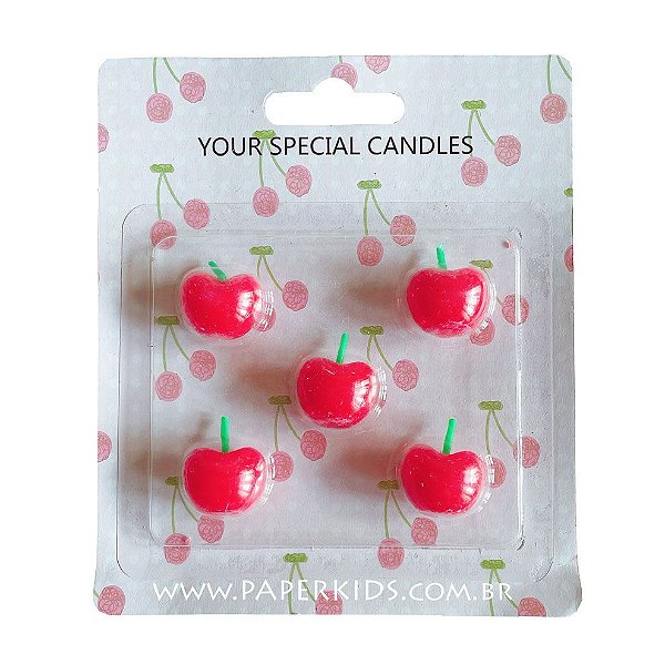 Velas aniversário - Cerejinhas (5 unidades - 2 cm)