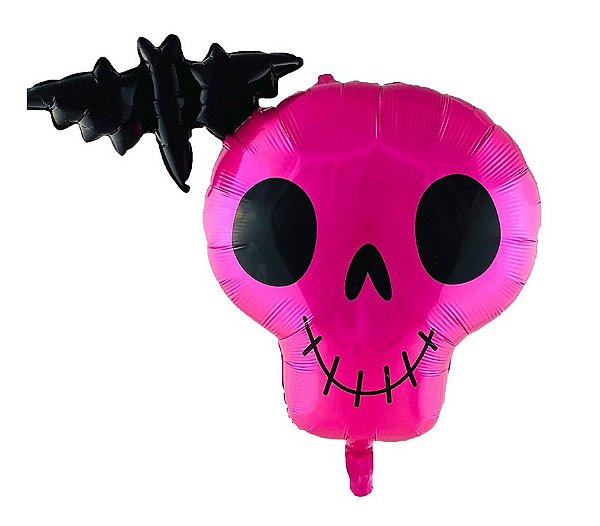 Balão gigante - Caveira Pink com Morcego (unidade - 54x76 cm)
