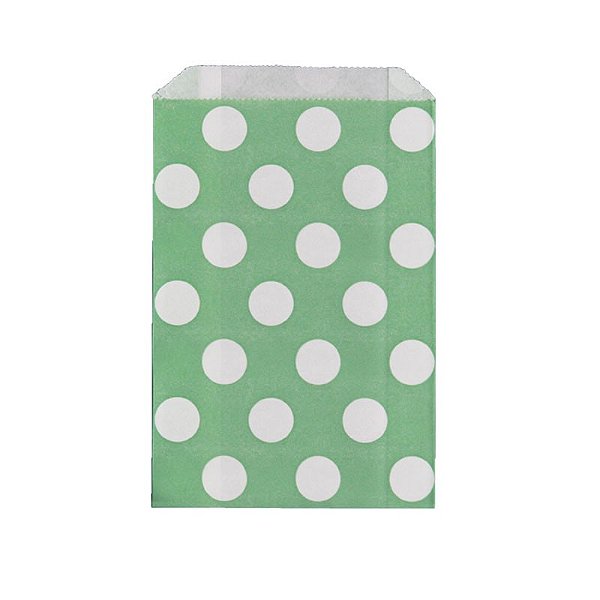 Saquinho de papel bolinhas - Verde Claro (12x18 cm - 12 unidades)