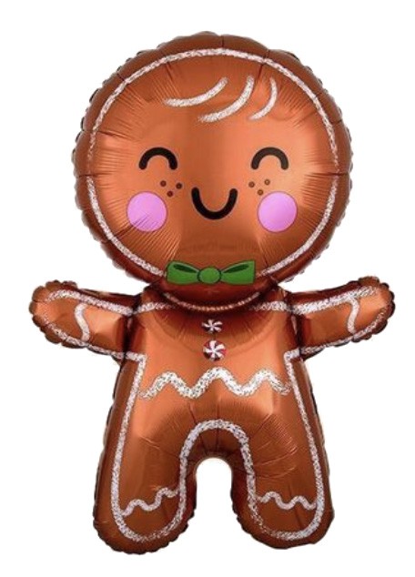 Balão metalizado Biscoito de Natal - Gingerbread (50 x 70 cm)