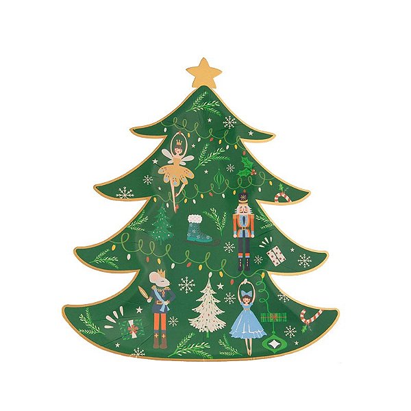 Prato de papel Árvore de Natal - Quebra-Nozes (8 unidades)