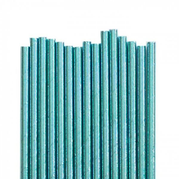 Canudo de papel metalizado Azul - 20 unidades