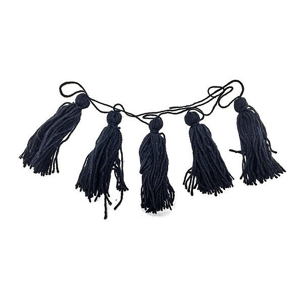 Guirlanda tassel - Preta (5 peças - 15 cm h)