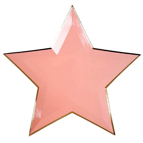 Prato de papel - Estrela Rosa (8 unidades - 27 cm)