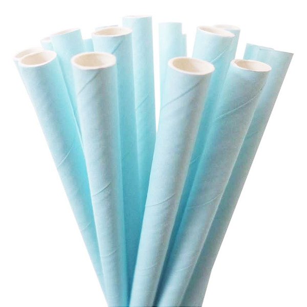 Canudo de papel liso - Azul pastel (20 unidades)