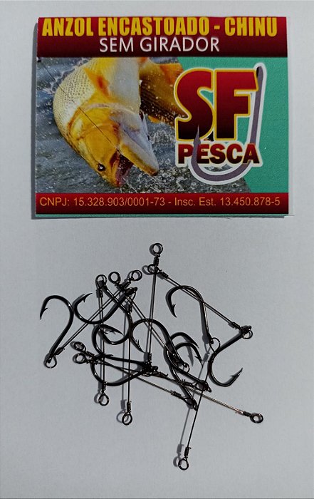 Pc Anzol Chinu 6 Encastoado S/g Blk C/10 Sf Pesca