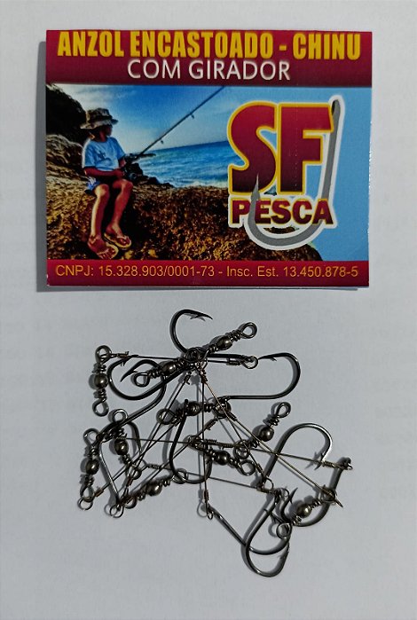 Pc Anzol Chinu 2 Encastoado C/g Blk C/10 Sf Pesca