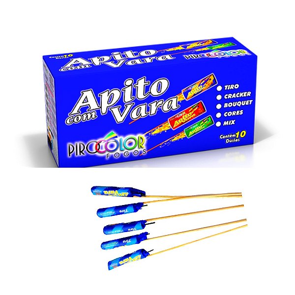 Apito Com Vara Tiro C/12 Pirocolor Fogos