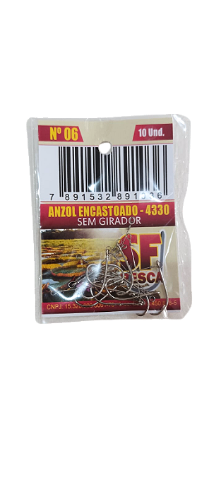Pc Anzol 4330 06 Encastoado S/g C/10 Sf Pesca