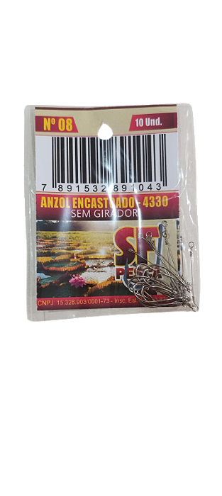 Pc Anzol 4330 08 Encastoado S/g C/10 Sf Pesca