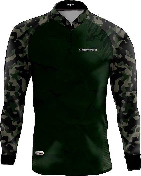 Camisa Feminina Uv 50 Camuflada Verde Exg Nortrek