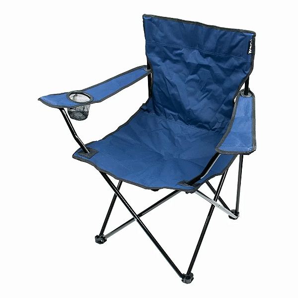 Cadeira Dobravel Camping G Porta Copo Azul 120kg