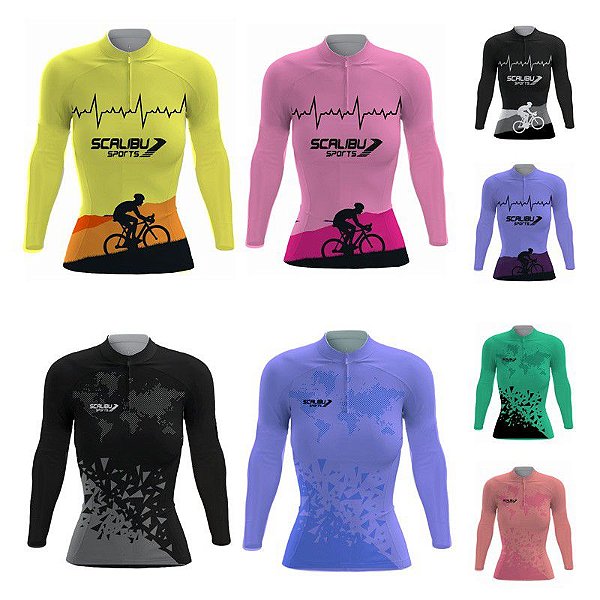 Camisa Ciclismo Bike Feminina Manga Longa M Scalib