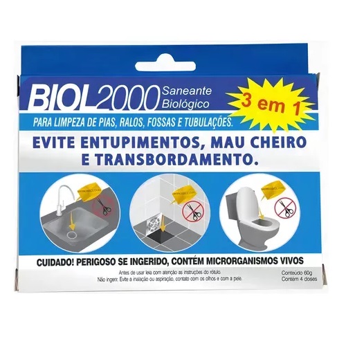 Biol 2000 Com 4 Saches Limpa Desentope Ralo Canos Pia Fossa Start
