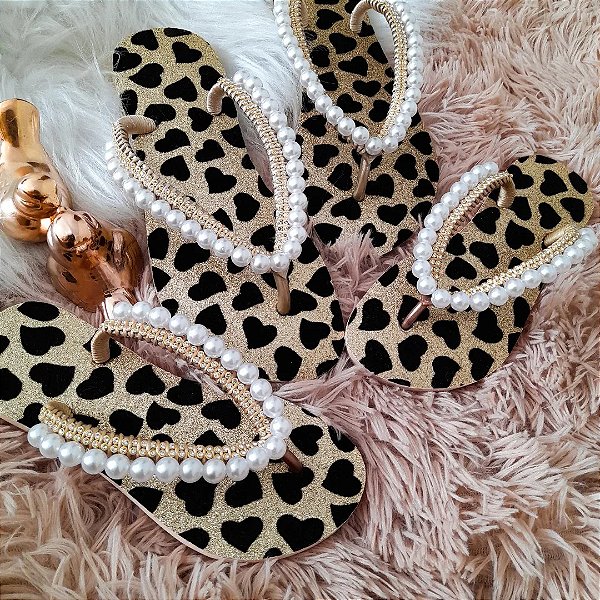 Havaianas coração perolado