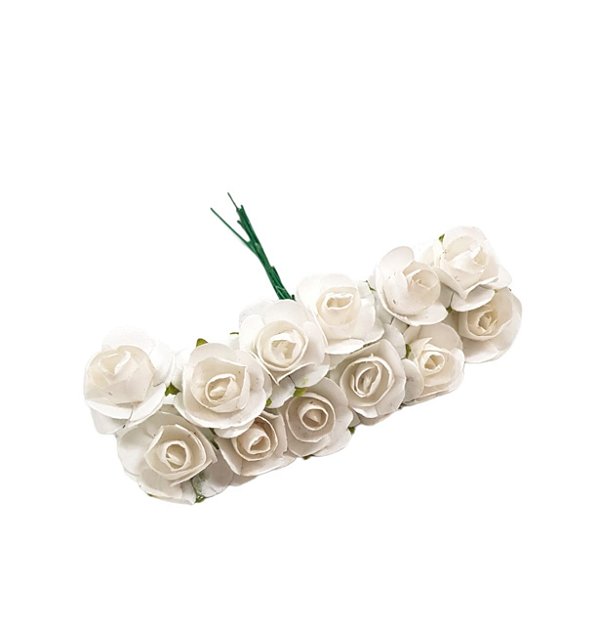 Mini Rosa de Papel 144 Unidades Branca
